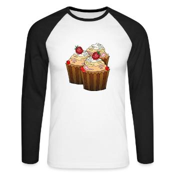 Cakes - Unisex Long Sleeve Baseball T-Shirt - white/black - Front - Nik (191cm)
