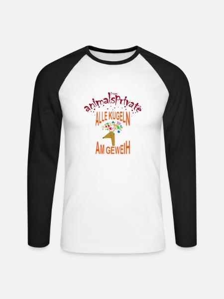 alle Kugeln am Geweih - Unisex Baseballshirt langarm - Weiß/Schwarz