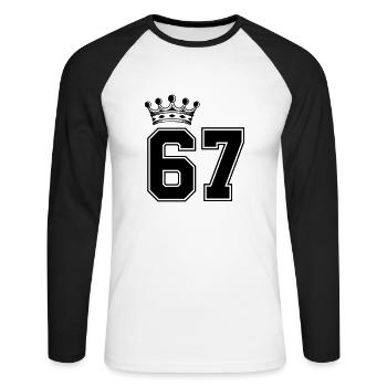 67 crowns - Unisex Long Sleeve Baseball T-Shirt - white/black - Front - Nik (191cm)