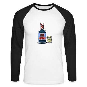 BIÈRE DE NOËL 4 - T-shirt baseball manches longues Homme - blanc/noir - Devant - Nik (191cm)