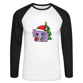 AXOLOTL NOËL DESIGN 3 - T-shirt baseball manches longues Homme - blanc/noir - Devant - Nik (191cm)