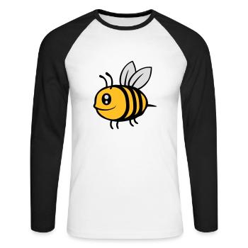 Süße kleine Comic Biene - Unisex Baseballshirt langarm - Weiß/Schwarz - Vorne - Nik (191cm)