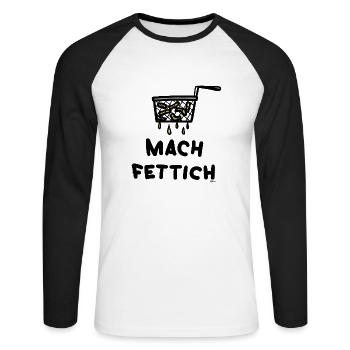 Pommes - Unisex Baseballshirt langarm - Weiß/Schwarz - Vorne - Nik (191cm)