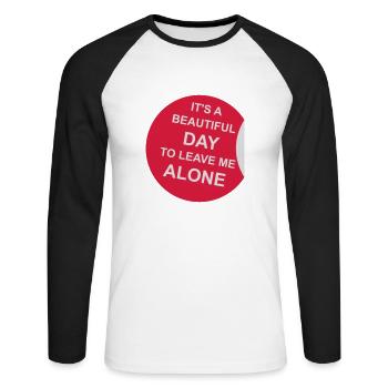 leave me alone day - Unisex Baseballshirt langarm - Weiß/Schwarz - Vorne - Nik (191cm)
