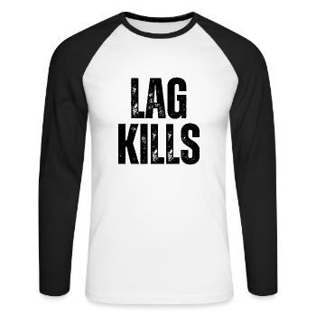 Lag Kills Funny Gamer Gaming Quote Video Game - Unisex Long Sleeve Baseball T-Shirt - white/black - Front - Nik (191cm)