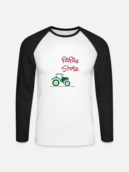 Papas Stolz Traktor - Unisex Baseballshirt langarm - Weiß/Schwarz
