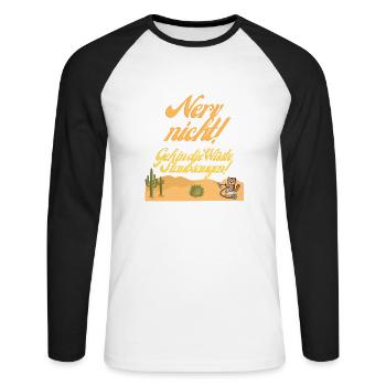 Staubsaugen in der Wüste - Unisex Baseballshirt langarm - Weiß/Schwarz - Vorne - Nik (191cm)