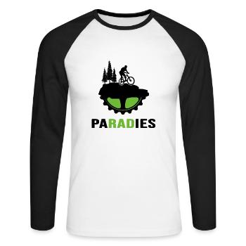 Bicycle Bike Bicycle chain "bike paradise" - Unisex Long Sleeve Baseball T-Shirt - white/black - Front - Nik (191cm)
