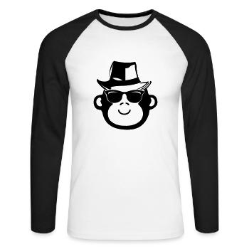 affe cool gangster - Unisex Baseballshirt langarm - Weiß/Schwarz - Vorne - Nik (191cm)