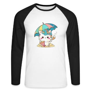 Licorne mignonne pour les enfants - T-shirt baseball manches longues Homme - blanc/noir - Devant - Nik (191cm)