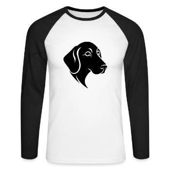 cute and fluffy Golden Retriever dog head - Unisex Long Sleeve Baseball T-Shirt - white/black - Front - Nik (191cm)