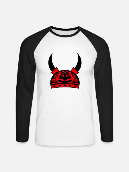 Viking Helmet - Unisex Long Sleeve Baseball T-Shirt - white/black