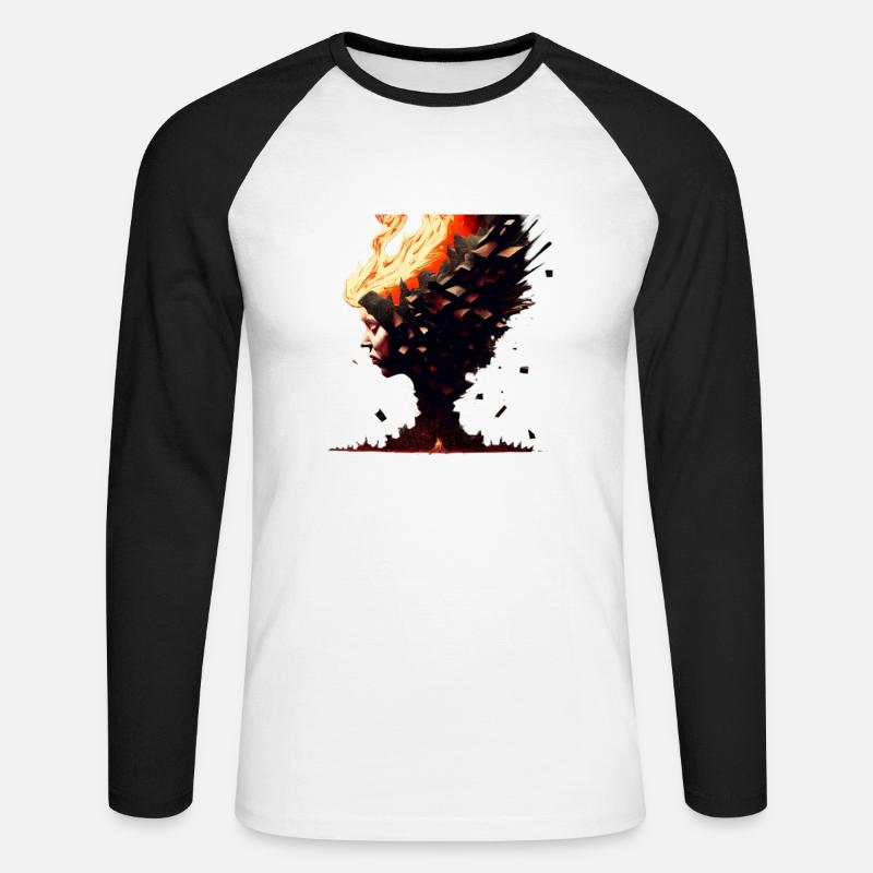 Explosion der Gedanken - Unisex Baseballshirt langarm - Weiß/Schwarz