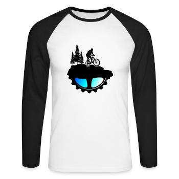 Bicycle Bicycle Chain Mountain Bike BIKETRAIL - Unisex Long Sleeve Baseball T-Shirt - white/black - Front - Nik (191cm)