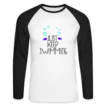 Just Keep Swimming - un design pour tout le monde! - T-shirt baseball manches longues Homme - blanc/noir - Devant - Nik (191cm)