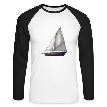 Voile, Voile, Voilier, Marin, Voilier - T-shirt baseball manches longues Homme - blanc/noir - Devant - Nik (191cm)