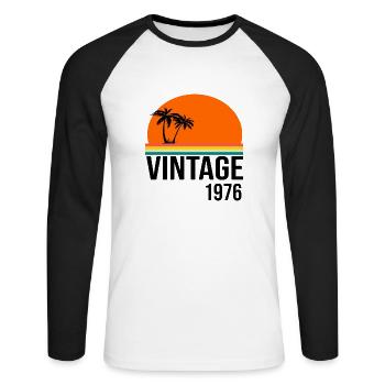 Millésime 1976 - T-shirt baseball manches longues Homme - blanc/noir - Devant - Nik (191cm)