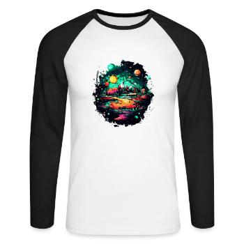L’univers révèle un spectacle fascinant - T-shirt baseball manches longues Homme - blanc/noir - Devant - Nik (191cm)