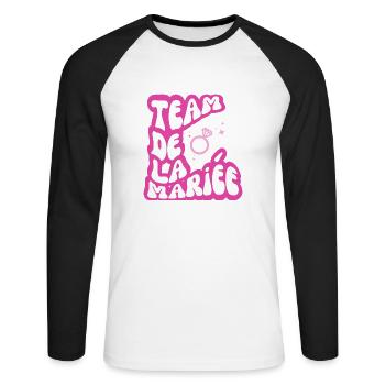 Team Bride pink - bridal gift - Unisex Long Sleeve Baseball T-Shirt - white/black - Front - Nik (191cm)