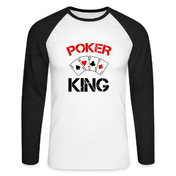 Roi du poker - T-shirt baseball manches longues Homme - blanc/noir - Devant - Nik (191cm)