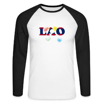 Laos Laotian Laotian New Year I Gift - Unisex Long Sleeve Baseball T-Shirt - white/black - Front - Nik (191cm)