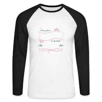 couleurs fun apesanteur présent astronomie amateurs - T-shirt baseball manches longues Homme - blanc/noir - Devant - Nik (191cm)