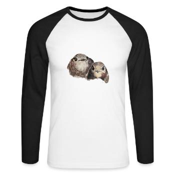 Mauersegler - Unisex Baseballshirt langarm - Weiß/Schwarz - Vorne - Nik (191cm)