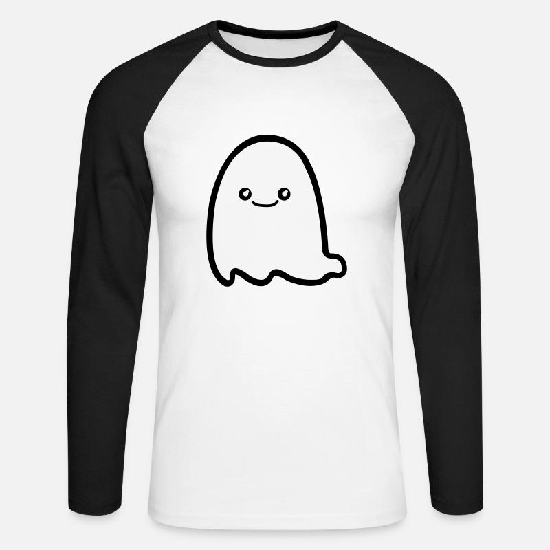 ghost comic - Unisex Baseballshirt langarm - Weiß/Schwarz