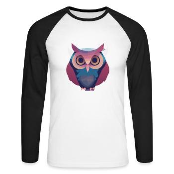 Dreaming Owl (Dreamy Animals Collection) - Unisex Long Sleeve Baseball T-Shirt - white/black - Front - Nik (191cm)