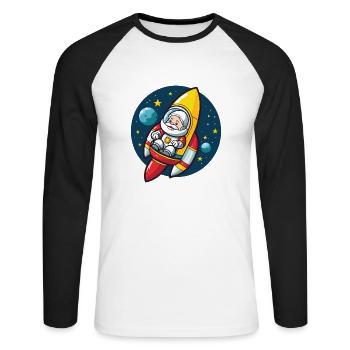 Père Noël Fusée Père Noël Noël - T-shirt baseball manches longues Homme - blanc/noir - Devant - Nik (191cm)