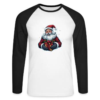 Le Père Noël vous souhaite un joyeux Noël - T-shirt baseball manches longues Homme - blanc/noir - Devant - Nik (191cm)