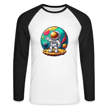 Petit astronaute - T-shirt baseball manches longues Homme - blanc/noir - Devant - Nik (191cm)