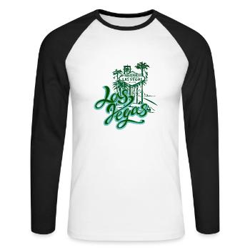Las Vegas États-Unis Amérique Californie Patriot Travel - T-shirt baseball manches longues Homme - blanc/noir - Devant - Nik (191cm)