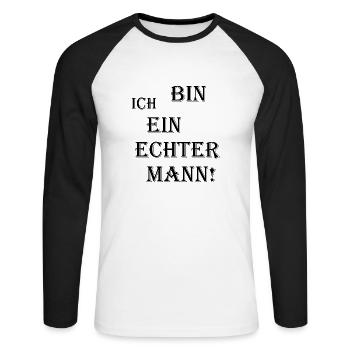 Mannheim Monnem Mannheimat - Unisex Baseballshirt langarm - Weiß/Schwarz - Vorne - Nik (191cm)