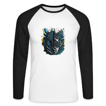 musicB - Unisex Baseballshirt langarm - Weiß/Schwarz - Vorne - Nik (191cm)
