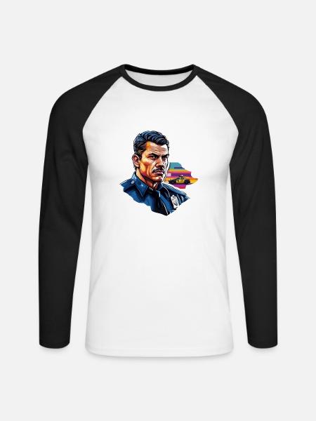 Polizei / Einsatz / Beruf / Job / Einsatzkräfte - Unisex Baseballshirt langarm - Weiß/Schwarz