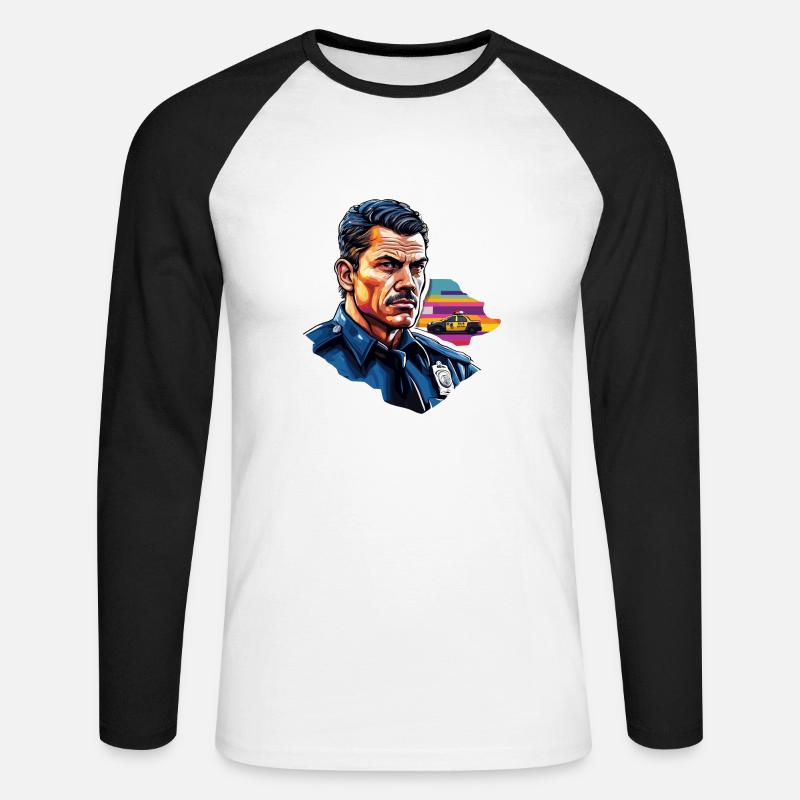 Polizei / Einsatz / Beruf / Job / Einsatzkräfte - Unisex Baseballshirt langarm - Weiß/Schwarz