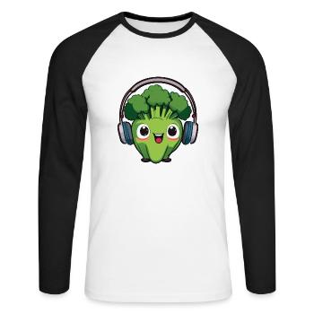 Bubatz - DJ - Musik - Legalize it - Brokkoli - Unisex Baseballshirt langarm - Weiß/Schwarz - Vorne - Nik (191cm)