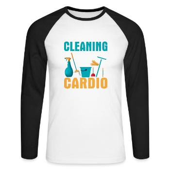 Le nettoyage est mon nettoyant d’entretien cardio - T-shirt baseball manches longues Homme - blanc/noir - Devant - Nik (191cm)