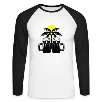 Beer Beach Palm Trees Island - Unisex Long Sleeve Baseball T-Shirt - white/black - Front - Nik (191cm)