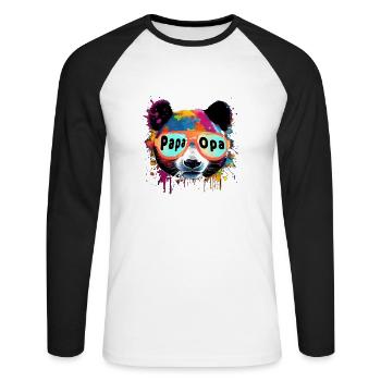 papa, grand-père, ours, panda ours, illustration, coloré, graffiti - T-shirt baseball manches longues Homme - blanc/noir - Devant - Nik (191cm)