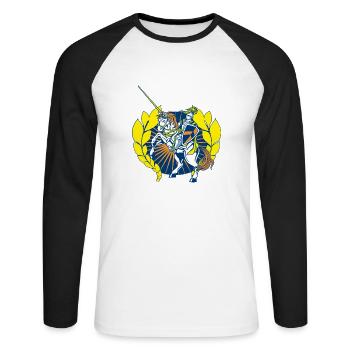 Ritter2 - Unisex Baseballshirt langarm - Weiß/Schwarz - Vorne - Nik (191cm)