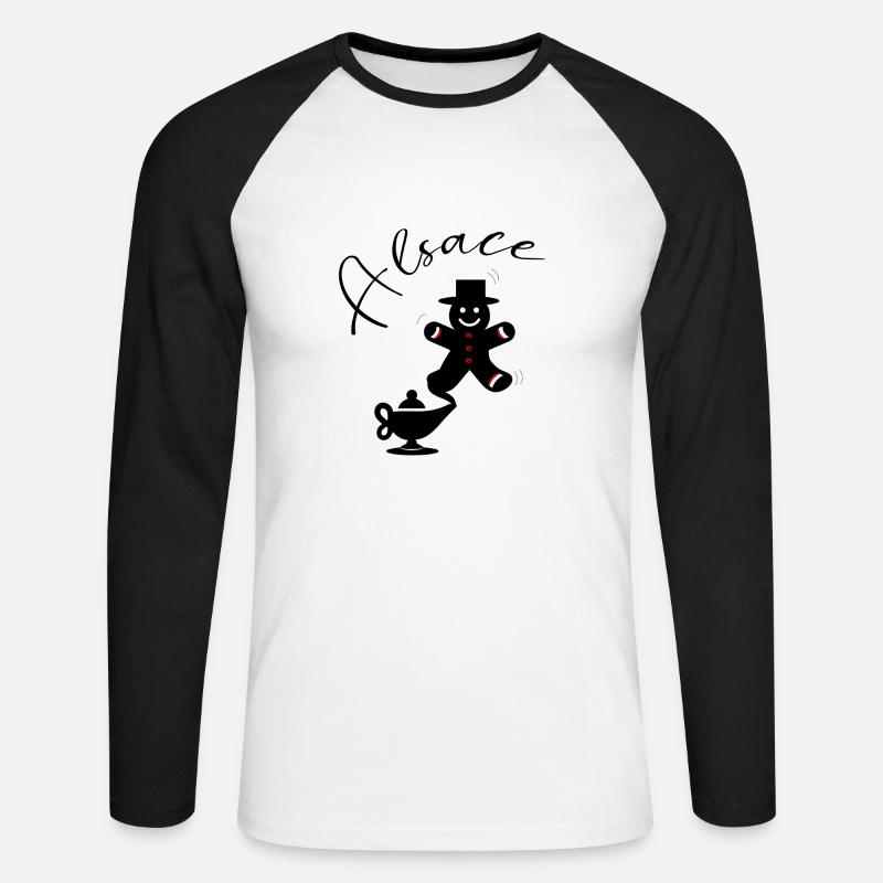 Alsace Genius Mannele Mannala - Unisex Baseballshirt langarm - Weiß/Schwarz