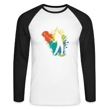 Belle idee cadeau design Golf - T-shirt baseball manches longues Homme - blanc/noir - Devant - Nik (191cm)