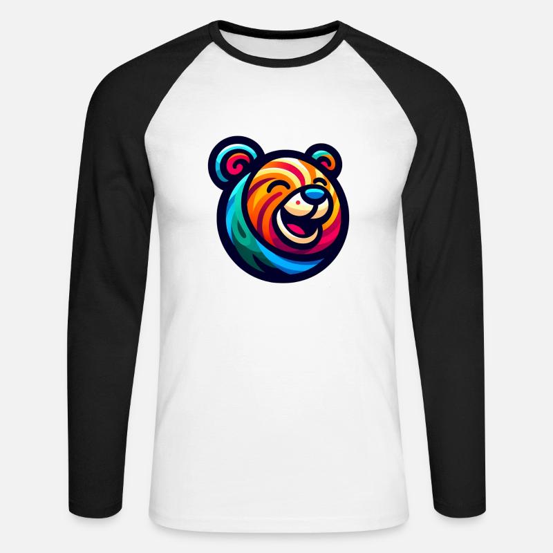 Funny Bear - Unisex Baseballshirt langarm - Weiß/Schwarz