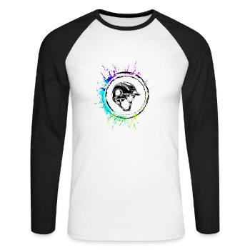 Reiterhut icon - Unisex Baseballshirt langarm - Weiß/Schwarz - Vorne - Nik (191cm)