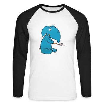 Elephant Marshmallow - Unisex Long Sleeve Baseball T-Shirt - white/black - Front - Nik (191cm)
