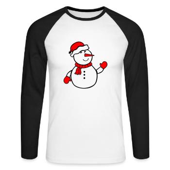 schneemann - Unisex Baseballshirt langarm - Weiß/Schwarz - Vorne - Nik (191cm)