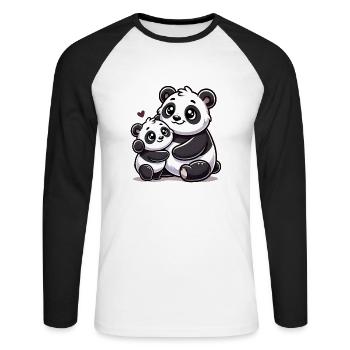 Parent panda aimant avec enfant - T-shirt baseball manches longues Homme - blanc/noir - Devant - Nik (191cm)