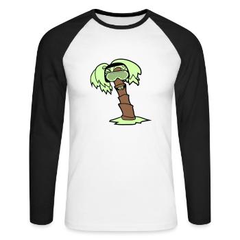 DJ Palm Tree Holiday Beach Summer Holiday Tree Party - Unisex Long Sleeve Baseball T-Shirt - white/black - Front - Nik (191cm)